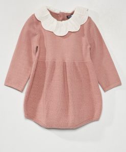 Barboteuse maille tricot - Rose