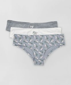 Lot de 3 shortys avec imprimés fantaisie - Gris/blanc