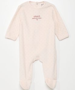 Pyjama dors-bien en velours - Rose 'pois'