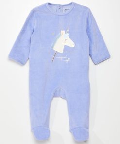 Pyjama dors-bien en velours - Violet 'licorne'