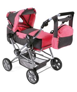 Poussette Road Star pour poupées, anthracite-rose - N/A