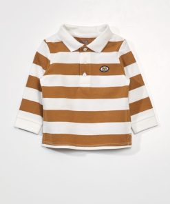 Polo en jersey - Marron/blanc