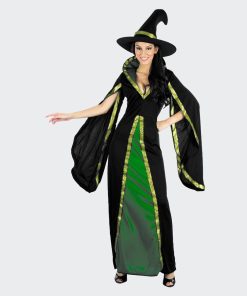 Déguisement de sorcière robe + chapeau - noir/vert