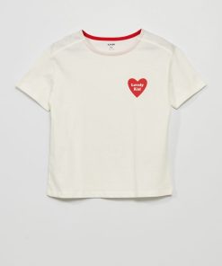T-shirt à col rond imprimé - Blanc