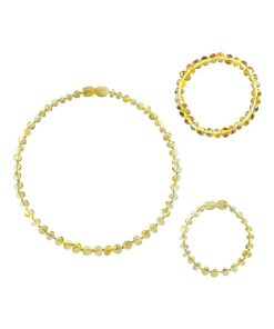 Box bracelet et collier bébé / Bracelet adulte - Ambre - Lemon - Jaune