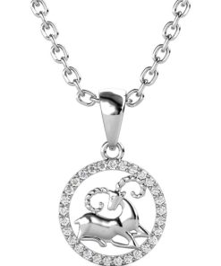 Pendentifs Zodiaque Belier - Argenté et Cristal - Argent