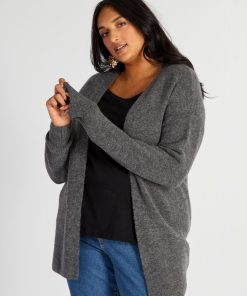 Gilet long manches chauve-souris - Anthracité