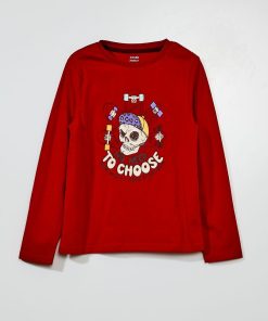 T-shirt en jersey à manches longues - Rouge 'skate'