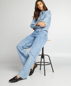 Pantalon denim wide leg - Bleu