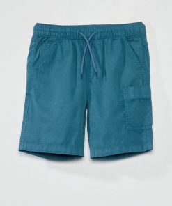 Bermuda uni à taille élastiquée - bleu sombre
