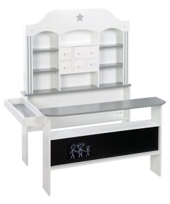 ROBA Grande Marchande Enfant en Bois "Candy shop" - 6 Tiroirs et 2 Comptoirs - Blanc/Gris - N/A