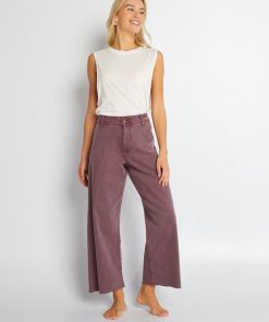 Pantalon large wide leg cropped - Violet