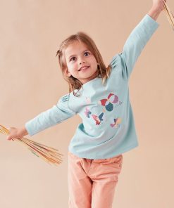 T-shirt en coton papillons, - Bleu