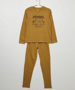 Pyjama long en jersey - 2 pièces - Marron