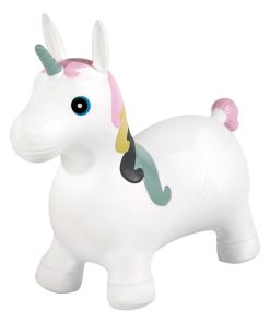 Animal sauteur gonflable en plastique licorne - Blanc