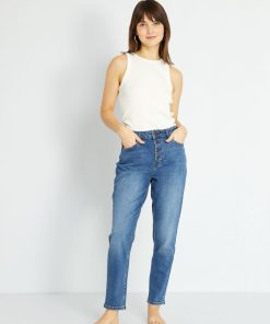 Jean mom à taille très haute - L32 - Stone