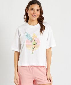 Pyjama court t-shirt + short 'Fée clochette' 'DS' - 2 pièces - Blanc