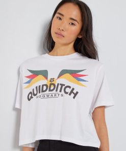 Tee-shirt crop oversize 'Harry Potter' - Blanc