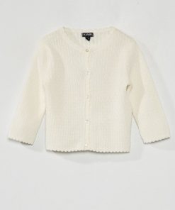 Gilet en maille fantaisie - blanc