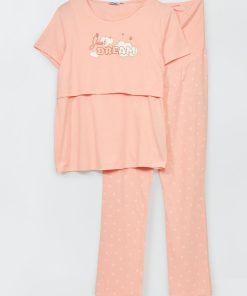 Ensemble pyjama grossesse - 2 pièces - Rose