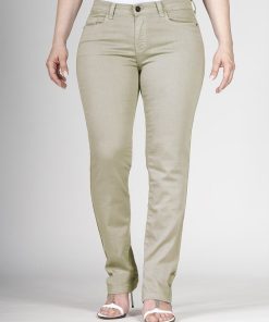 Jeans coupe droite taille haute stretch OBR5 - Beige