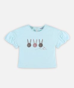 T-shirt manches courtes bouffantes - Bleu