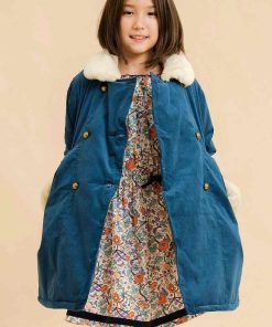 Robe Hiver Fleurie Liberty Fille Orange Vert CHIMENE - 'LA FAUTE A VOLTAIRE' - Orange