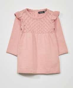Robe pull avec volants aux épaules - ROSE