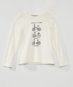 T-shirt imprimé à col rond - Blanc