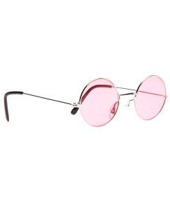 Lunettes rondes déguisement hippie - rose