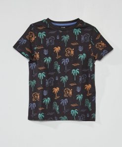 Tee-shirt à motif pur coton - Gris 'tigre'