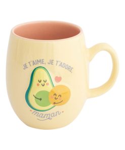 Mug avocat Je t'aime, je t'adore Maman - Jaune