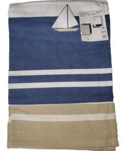 Lot de 2 torchons 50 x 70 cm Bateau regate - Multicolore
