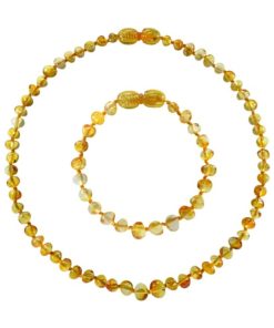 Box bracelet et collier bébé en Ambre - Honey - Orange