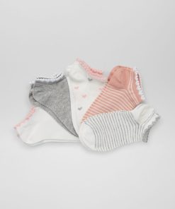 Lot de 5 paires de chaussettes - blanc/rose