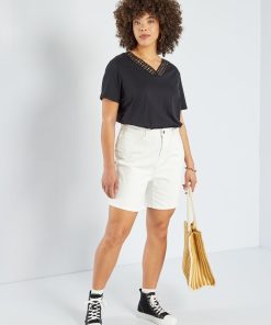 Short en denim - Blanc