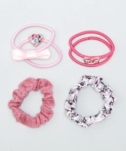 Lot de 4 élastiques et 2 chouchous 'Minnie' - Rose