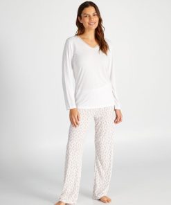 Ensemble pyjama t-shirt + pantalon - 2 pièces - Beige