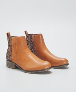 Boots à talons avec paillettes - Camel