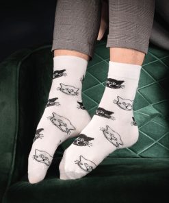 Chaussettes En Coton Chat Souriant- Sockup- 35-43 - Multicolore