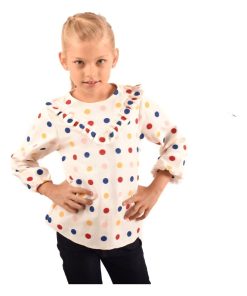 Blouse à pois  MLLE SKA - 'LA FAUTE A VOLTAIRE' - Blanc Multicolore Bleu