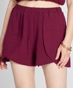 Short en double gaze de coton - Rouge