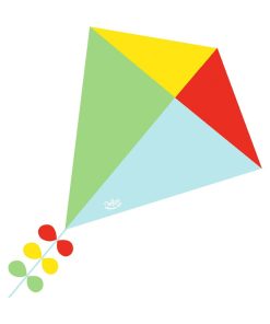 Cerf-volant losange : Bleu, vert, rouge et jaune - N/A