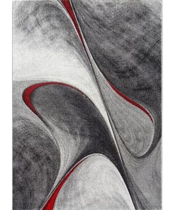 Tapis salon 160x230 MADILA Rouge OEKO TEX idéal pour le salon - Rouge