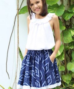 Jupe qui tourne  tie and dye  CANCAN - 'LA FAUTE A VOLTAIRE' - Bleu marine