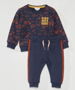 Ensemble sweat à manches longues + pantalon - 2 pièces - Bleu
