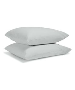 Bleu Câlin - Lot de 2 Taies d'oreiller unies Percale de coton 80 fils/m² - Gris clair