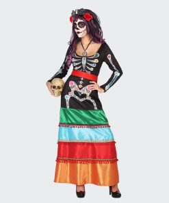 Déguisement robe squelette - Multicolor