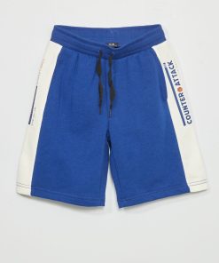Short de sport en molleton - Bleu/blanc
