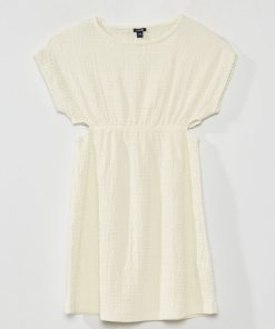Robe en maille gaufrée - Blanc